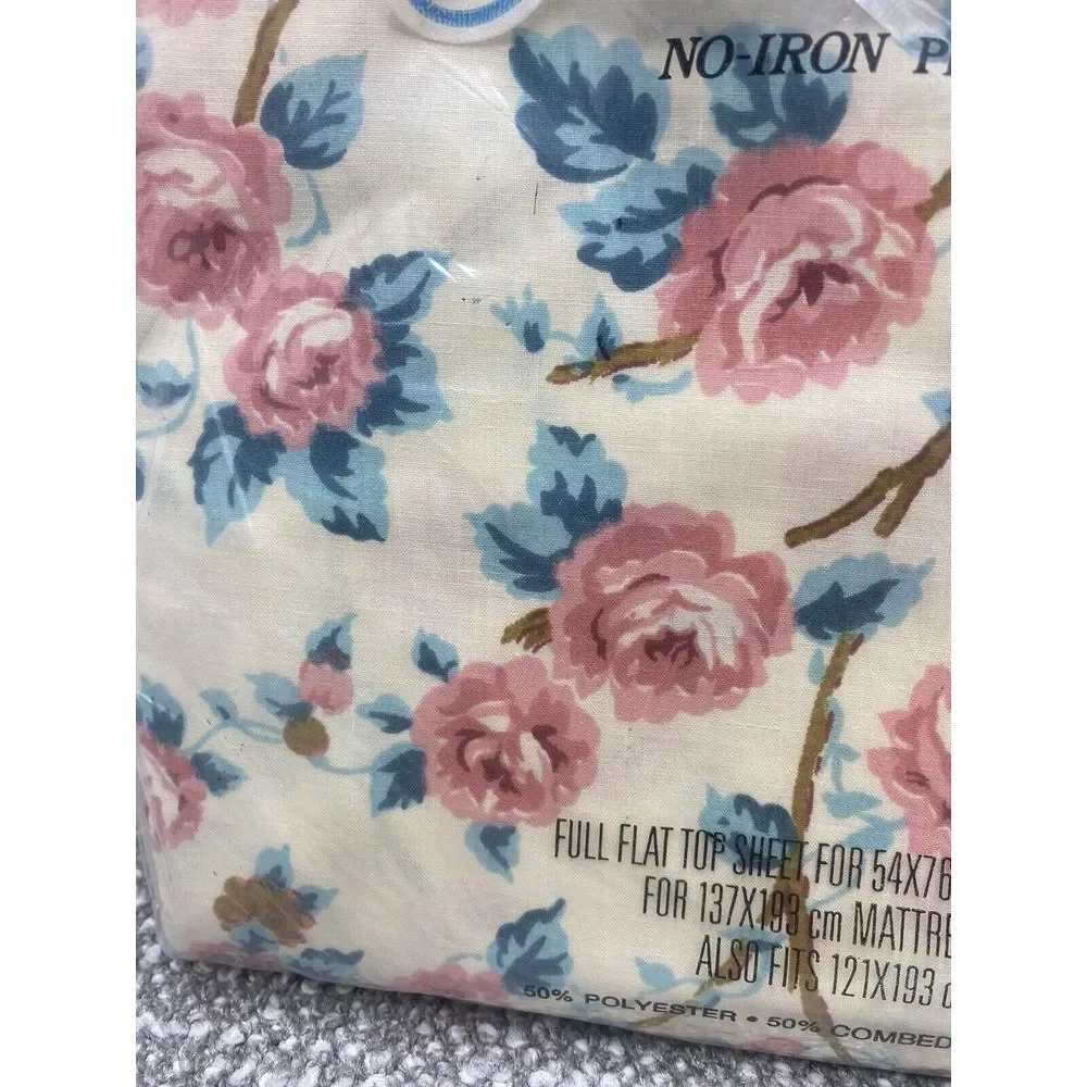 Cannon Monticello No Iron Percale Full Flat Top Sheet New VTG‎ Sealed